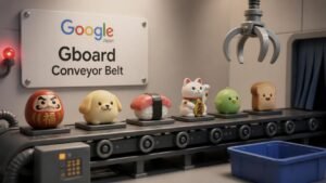 Illustration éditoriale de Google Japan Gboard Conveyor Belt rappelle l’humour perdu de Google
