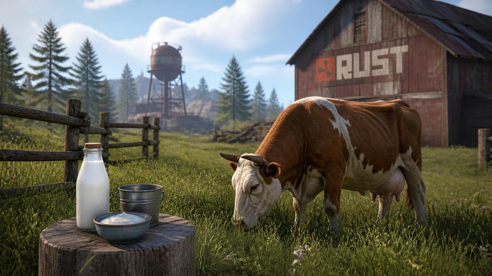Illustration éditoriale de Rust : mise à jour d’octobre ajoute bétail, lait et crème