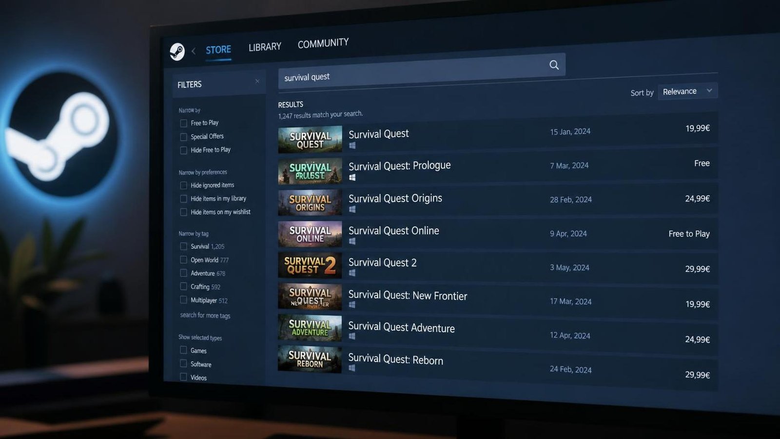 Illustration éditoriale de Why so many Steam games have weirdly similar names analyse les dérives des titres sur Steam