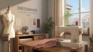 Illustration éditoriale de Dressmaker, le simulateur de couture cosy qui enflamme les réseaux sociaux