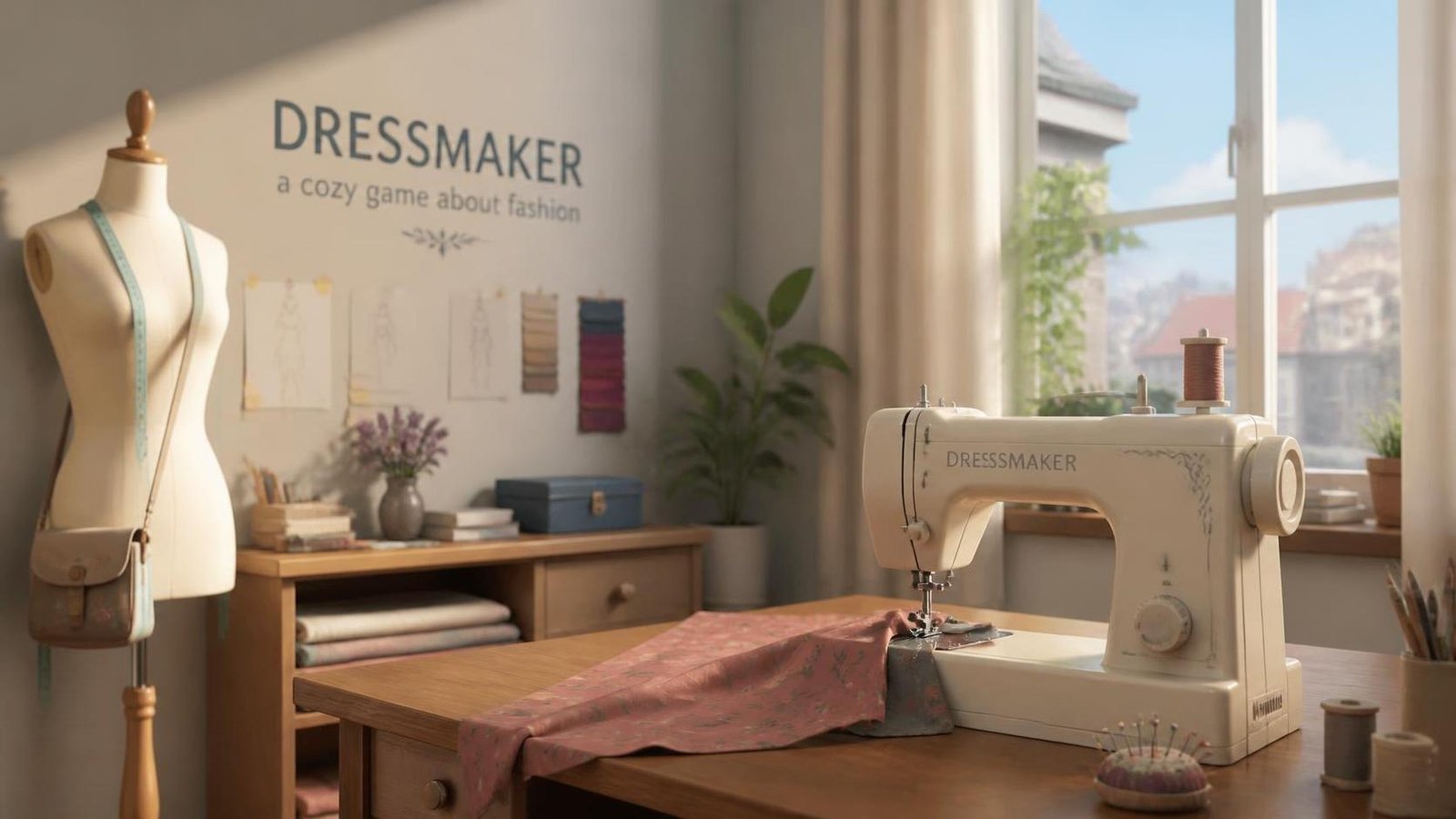 Illustration éditoriale de Dressmaker, le simulateur de couture cosy qui enflamme les réseaux sociaux