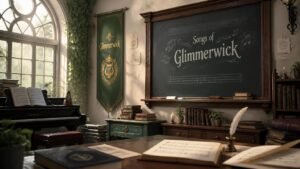 Illustration éditoriale de Songs of Glimmerwick dévoile 7 clips musicaux et sa vie d’école magique