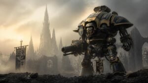 Illustration éditoriale de Warhammer 40,000 : les Chevaliers Impériaux au cœur d’un nouveau roman Black Library